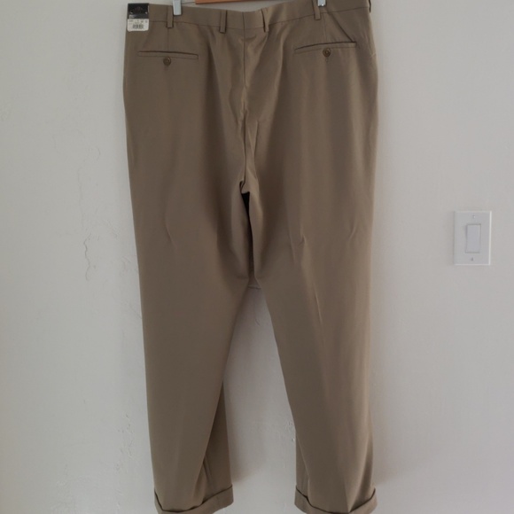 DESIGN II mens tan formal pleated pants - Picture 2 of 6